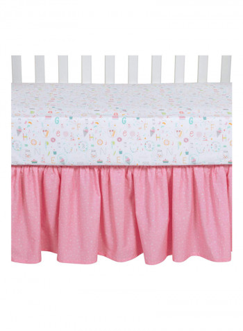 4-Piece Alphabet And Cake Printed Crib Bedding Set
