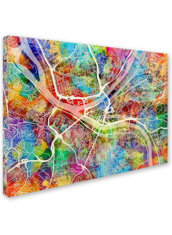 Pittsburgh Pennsylvania Skyline Canvas Wall Art multicolour 12 x 19inch