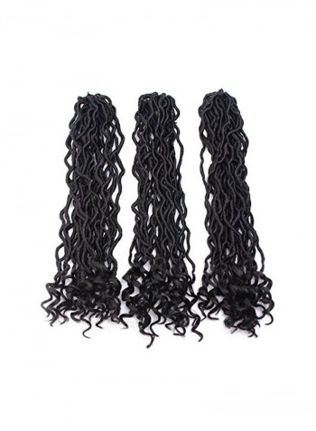 Pack Of 3 Wavy Hair Braids With Curly Ends Synthetic Hair Extension Black