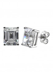 Rhodium Plated Sterling Silver Cubic Zirconia Stud Earrings