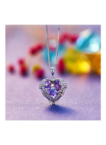 White Gold Plated Swarovski Crystal Studded Pendant Necklace