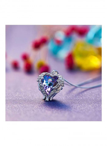 White Gold Plated Swarovski Crystal Studded Pendant Necklace