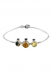 925 Sterling Silver 5 Ct Amber Studded Ladybug Bangle