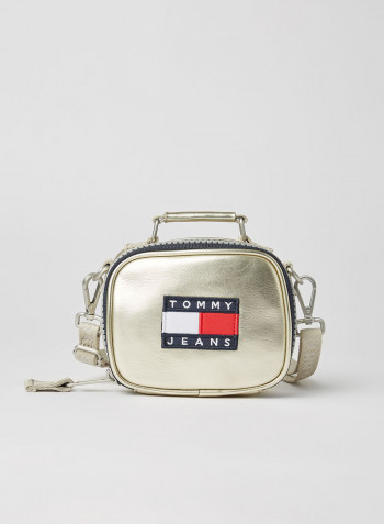 Metallic Zipped Nano Bag Silver