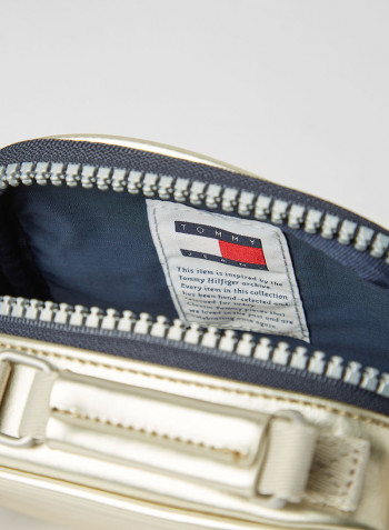 Metallic Zipped Nano Bag Silver