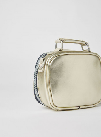 Metallic Zipped Nano Bag Silver
