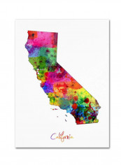 California Map Canvas Wall Art Multicolour 18 x 24inch