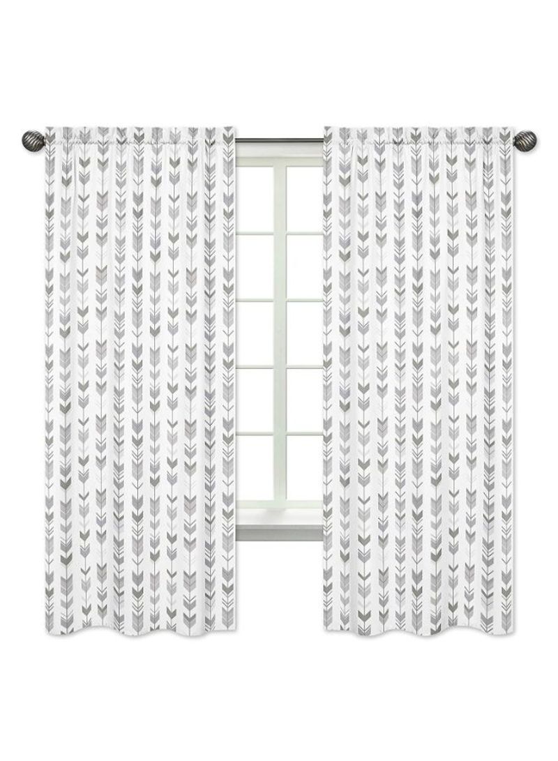 2-Piece Woodland Arrow Printed Window Curtain White/Grey 42 x 84inch