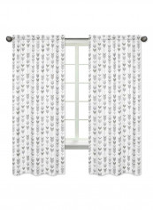 2-Piece Woodland Arrow Printed Window Curtain White/Grey 42 x 84inch