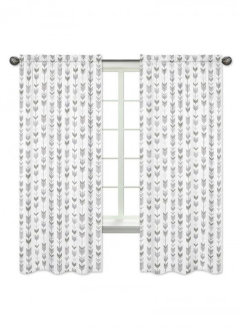 2-Piece Woodland Arrow Printed Window Curtain White/Grey 42 x 84inch