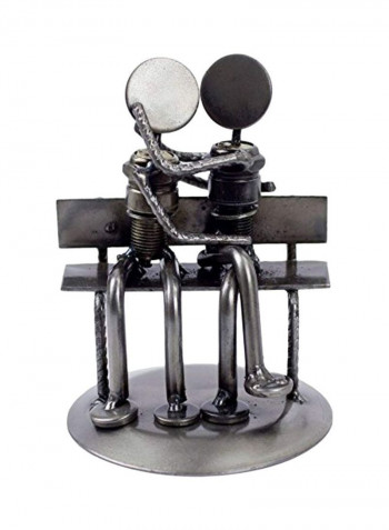 Park Bench Sweethearts Iron Statuette Silver 4.7x4.7x3.9inch