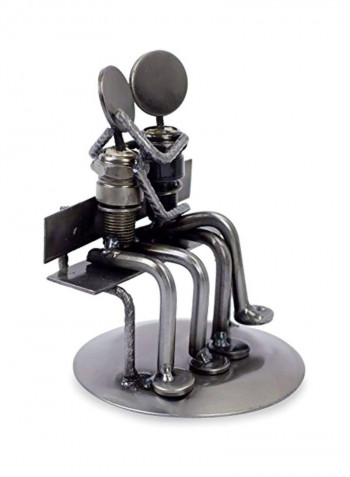 Park Bench Sweethearts Iron Statuette Silver 4.7x4.7x3.9inch