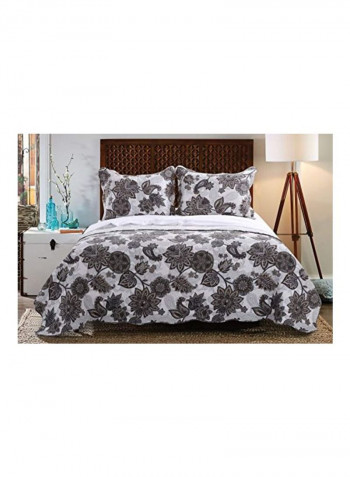 3-Piece Jacobean Paisley Printed Quilt Set White/Black/Grey