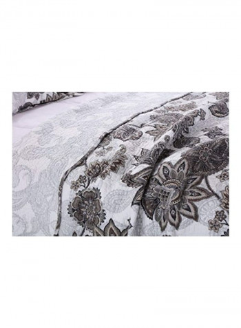 3-Piece Jacobean Paisley Printed Quilt Set White/Black/Grey