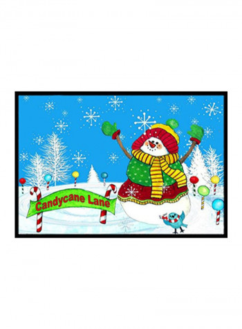 Candy Cane Lane Snowman Indoor/Outdoor Mat Multicolour 18 x 24inch