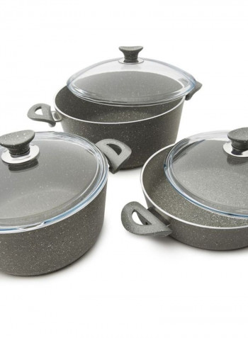 8-Piece  Granite Coated Cookware Set Grey