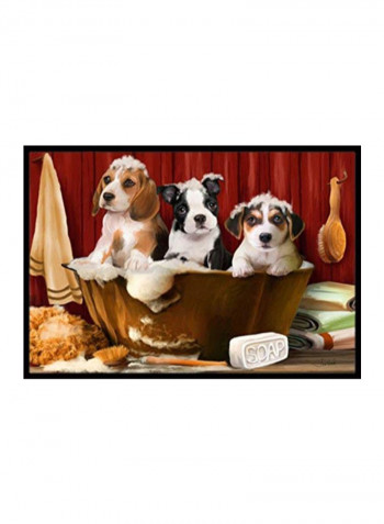 Beagle, Boston Terrier And Jack Russel In The Tub Indoor/Outdoor Mat Multicolour 24 x 36inch