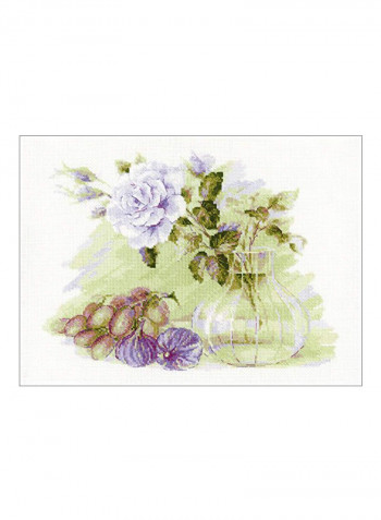14-Piece Sweet Figs Design Counted Cross Stitch Kit White/Green/Purple 15.75x15.75inch