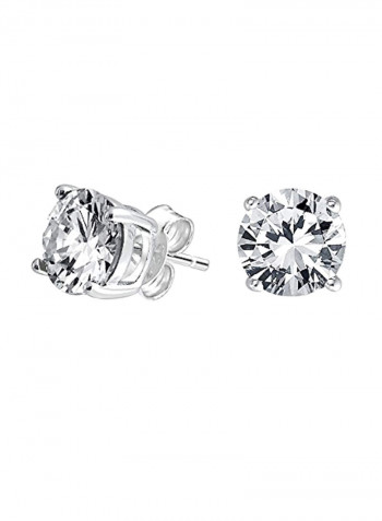 925 Sterling Silver 6 Ct Cubic Zirconia Studded Stud Earrings