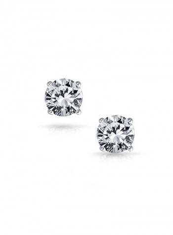 925 Sterling Silver 6 Ct Cubic Zirconia Studded Stud Earrings