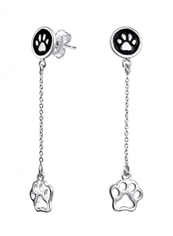 Enamel 925 Sterling Silver Paw Design Earrings
