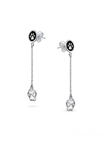 Enamel 925 Sterling Silver Paw Design Earrings