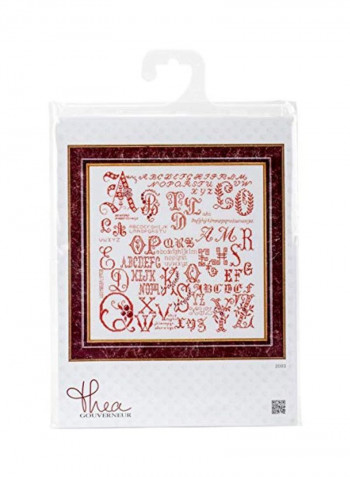 18-Piece Antique Character On Aida Cross Stitch Kit Maroon/White/Red