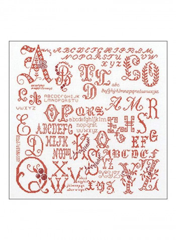 18-Piece Antique Character On Aida Cross Stitch Kit Maroon/White/Red