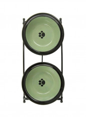 3-Piece Pet Dining Set Sage/Black 6inch