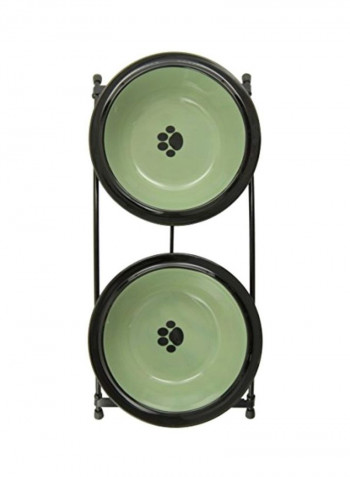 3-Piece Pet Dining Set Sage/Black 6inch