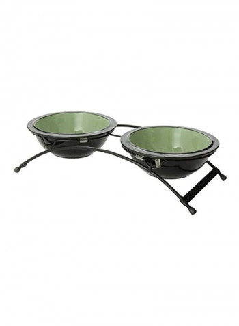 3-Piece Pet Dining Set Sage/Black 6inch