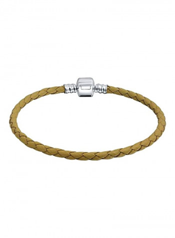 925 Sterling Silver Braided Leather Bracelet