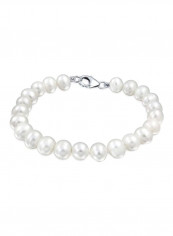 925 Sterling Silver Pearl Round Strand Bracelet