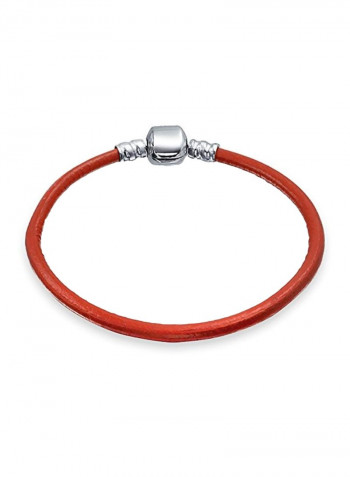 925 Silver Barrel Clasp Leather Bracelet