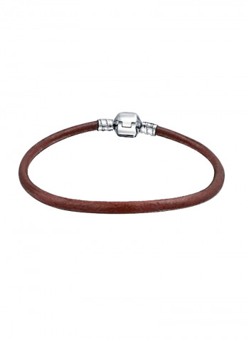925 Sterling Silver Beaded Leather Bracelet