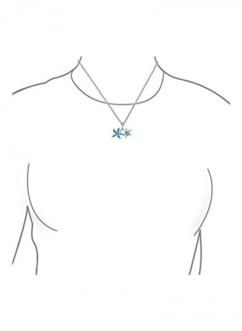 925 Sterling Silver Nautical Starfish Turtle Pendant Necklace