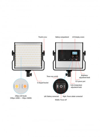 Photography LED Video Light 15watts Black