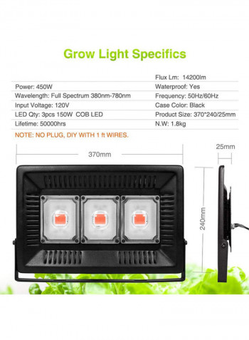 Waterproof LED Outdoor Grow Light black 41.30x5.00x27.00cm