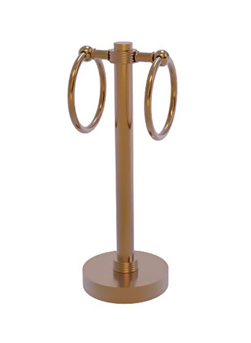 2-Ring Vanity Top Groovy Accent Guest Towel Holder Brushed Bronze 5x12x5inch