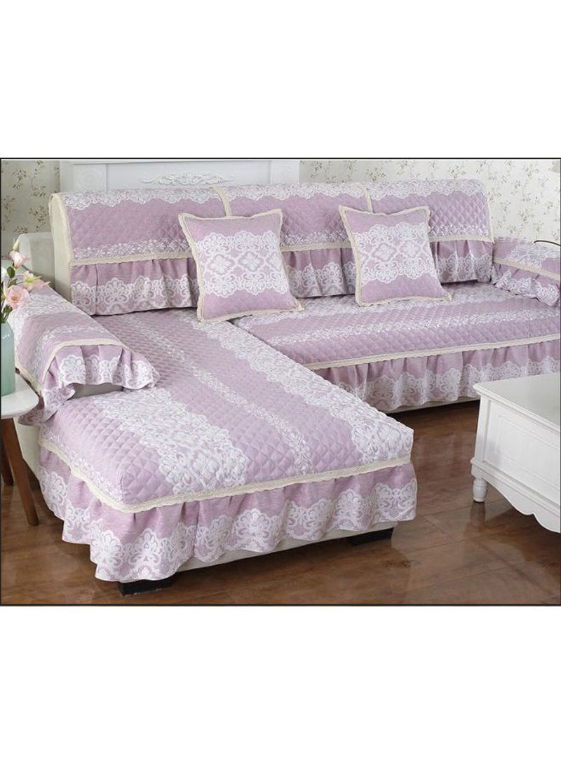 Jacquard Printed Sofa Slipcover Purple/White 80 x 180centimeter