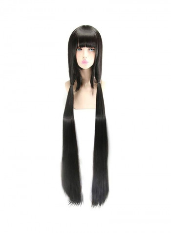 Anime Long Straight Cosplay Wig With Two Long Ponytails Black