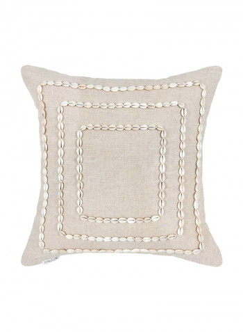 Natural Cowrie Shell Pillow Cover Linen Grey 55 x 55cm
