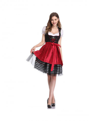 Plaid Mesh Stitching Line Formal Suit Red