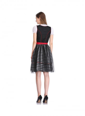 Plaid Mesh Stitching Line Formal Suit Red
