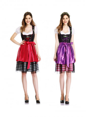 Plaid Mesh Stitching Line Formal Suit Red