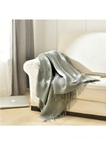 Tassels Design Supple Blanket Cotton Silver 130x160centimeter