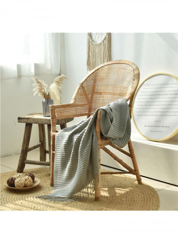 Tassels Design Supple Blanket Cotton Silver 130x160centimeter