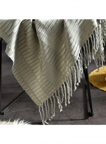 Tassels Design Supple Blanket Cotton Silver 130x160centimeter