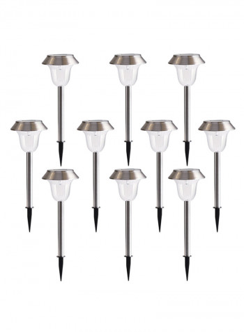 10-Piece Solar Powered Landscape Lamp Set Silver/Clear/Black 40x11.5cm