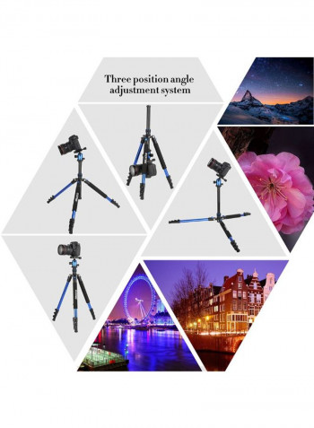 Q555 Portable Travel Tripod With Ball Head/ Quick Release Plate/ Carry Bag 63inch Blue/Black